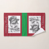 黒熊メリークリスマス バスタオルセット (ハンドタオル)