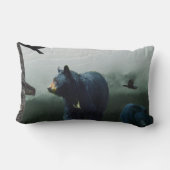 黒熊、レイヴン、トーテムポール・アート ランバークッション (裏面)