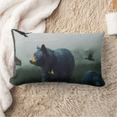 黒熊、レイヴン、トーテムポール・アート ランバークッション (ブランケット)