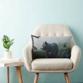 黒熊、レイヴン、トーテムポール・アート ランバークッション (椅子)