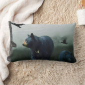 黒熊、レイヴン、トーテムポール・アート ランバークッション (ブランケット)