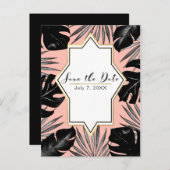 黒熱帯葉コーラル金ゴールド保存日 案内ポストカード (正面/裏面)