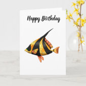 黒熱帯魚と金ゴールド熱帯魚 カード (黄色い花)