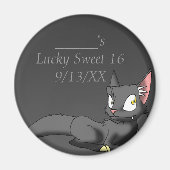 黒爬虫類猫1 マグネット (正面)