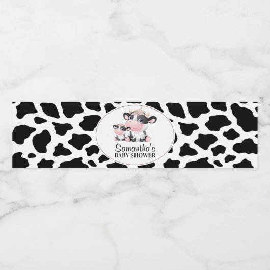 黒牛プリントかわいい牛ふくらはぎ赤ちゃんシャワー ペットボトルラベル (シングルラベル)