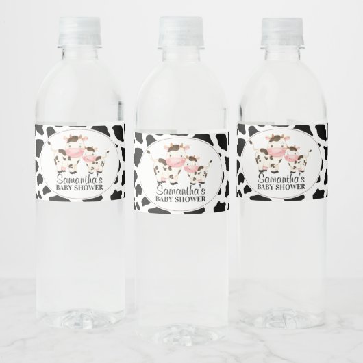 黒牛プリント牛ふくらはぎ赤ちゃんシャワー ペットボトルラベル (ボトル)