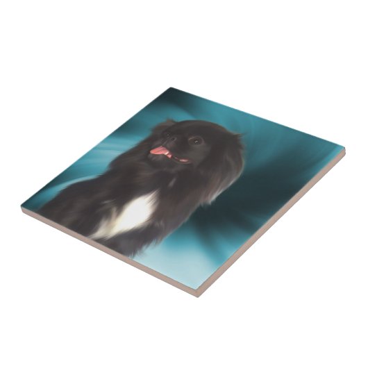 黒牡丹犬アニマルアート タイル (側面)