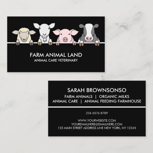 黒牧畜牛羊ヤギ豚 名刺 (正面/裏面)