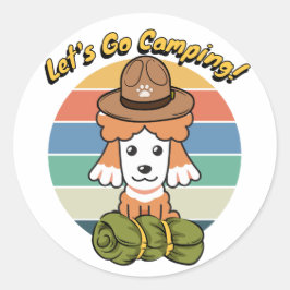黒犬おもしろいがキャンプに行きたい ラウンドシール