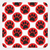 黒犬が赤い水玉模様 スクエアシール (正面)