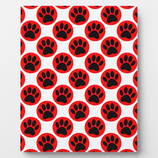 黒犬が赤い水玉模様 フォトプラーク (正面)