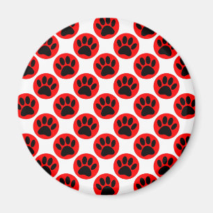 黒犬が赤い水玉模様 マグネット