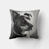 黒犬とシルバードッグ絵画ポートレート クッション (裏面)