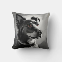 黒犬とシルバードッグ絵画ポートレート クッション