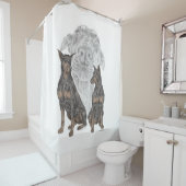 黒犬とタン犬 シャワーカーテン (インサイチュ)