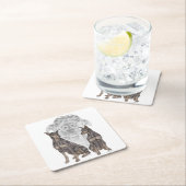 黒犬とタン犬 スクエアペーパーコースター (インサイチュ)