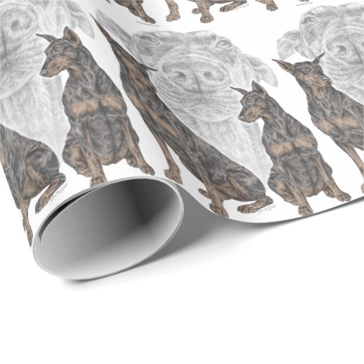 黒犬とタン犬 ラッピングペーパー (ロールコーナー)