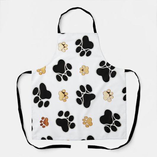 黒犬と丹犬の犬の足は白く印刷 エプロン (正面)