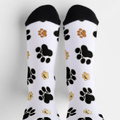 黒犬と丹犬の犬の足は白く印刷 ソックス (上部)