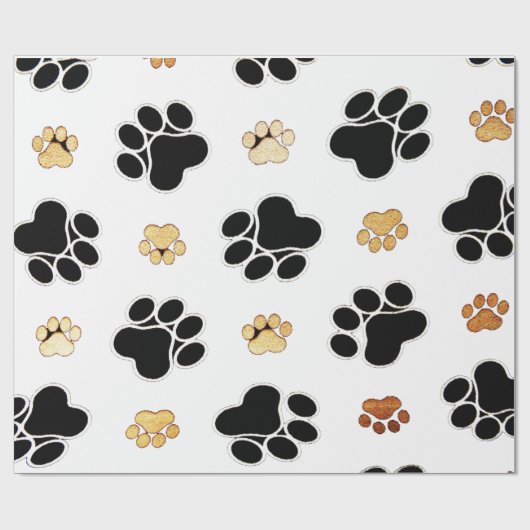 黒犬と丹犬の犬の足は白く印刷 ラッピングペーパー (フラット)