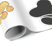 黒犬と丹犬の犬の足は白く印刷 ラッピングペーパー (ロールコーナー)