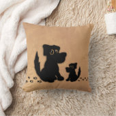 黒犬と子犬の歩くアメリカのmojo枕 クッション (ブランケット)