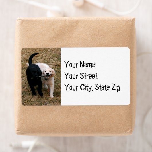 黒犬と白犬とスティック住所 シール (インサイチュ)