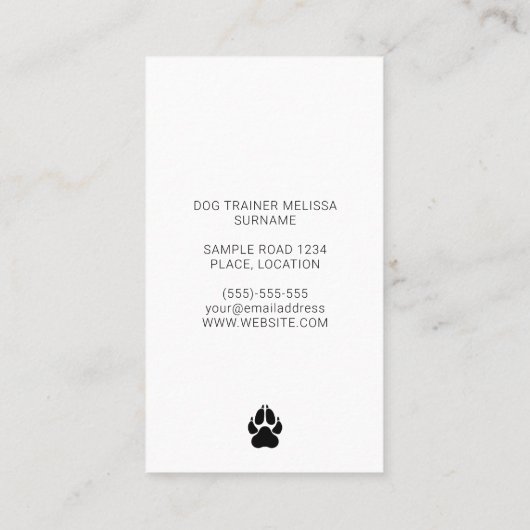 黒犬と白犬のシルエット犬モダントレーナー 名刺 (裏面)