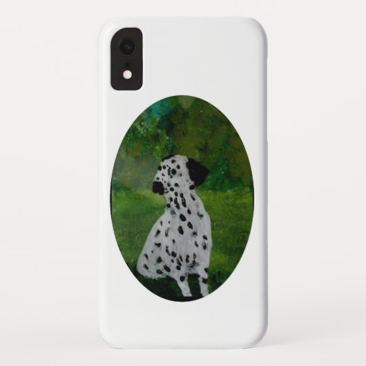 黒犬と白犬絵画のダルマチア Case-Mate iPhoneケース (裏面)