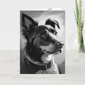 黒犬と銀犬の誕生日ユーモア カード (正面)