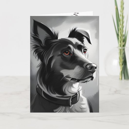 黒犬と銀犬の誕生日ユーモア カード (正面)