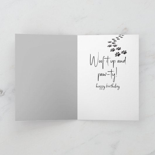 黒犬と銀犬の誕生日ユーモア カード (内部)