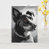 黒犬と銀犬の誕生日ユーモア カード (黄色い花)