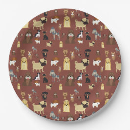 黒犬のパターン ペーパープレート