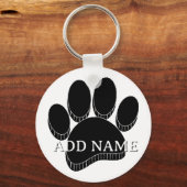 黒犬のパワープリント手描き名前をカスタムする キーホルダー (正面)