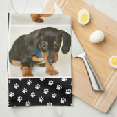 黒犬のペット好きの写真集ペープリント キッチンタオル (四つ折り)