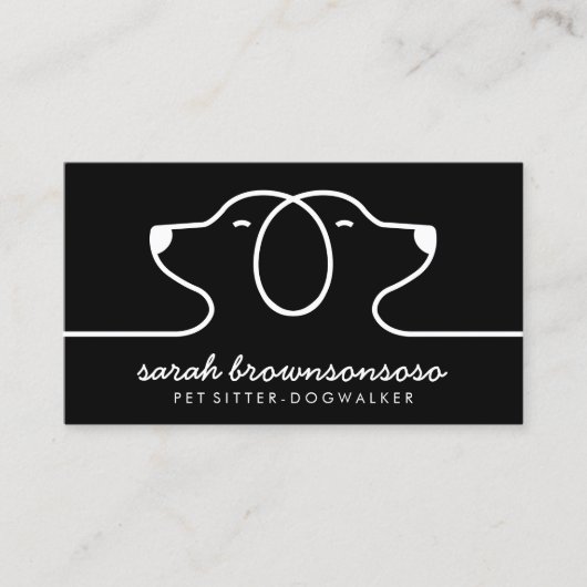 黒犬のラインロゴピッターの獣医 名刺 (正面)