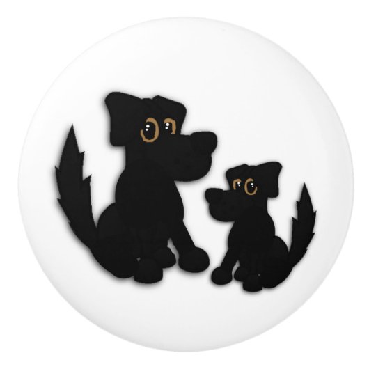 黒犬の家族 セラミックノブ (正面)