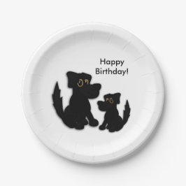 黒犬の家族 ペーパープレート