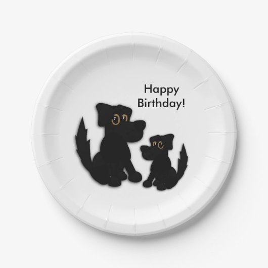 黒犬の家族 ペーパープレート (正面)