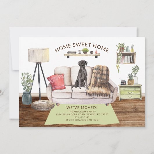 黒犬の引っ越し案内 招待状 (正面)