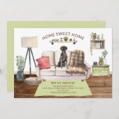 黒犬の引っ越し案内 招待状 (正面/裏面)