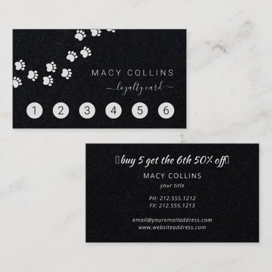 黒犬の白い道のトリマーロイヤリティ 名刺 (正面/裏面)