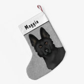 黒犬の羊飼い犬の頭と名前をカスタムする スモールクリスマスストッキング (裏面 (吊り時))