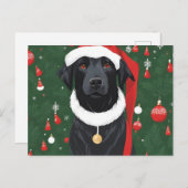 黒犬クリスマスポストカードホリデー ポストカード (正面/裏面)