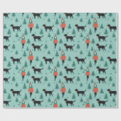 黒犬クリスマスラッピング紙 ラッピングペーパー (フラット)