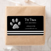 黒犬ストライプのポーペットグルーミングサービスバス ラベル (インサイチュ)