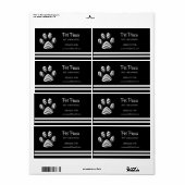 黒犬ストライプのポーペットグルーミングサービスバス ラベル (フルシート)