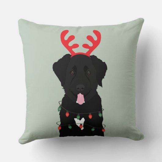 黒犬トナカイのクリスマスライト クッション (裏面)