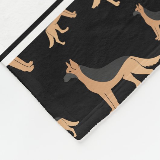 黒犬パーソナライズされたにシェパード犬の名前を付ける フリースブランケット (角)